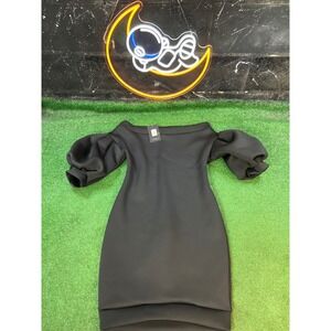NWT Fashion Nova Black Off The Shoulder Puff Sleeve Bodycon Mini Dress‎ size LG